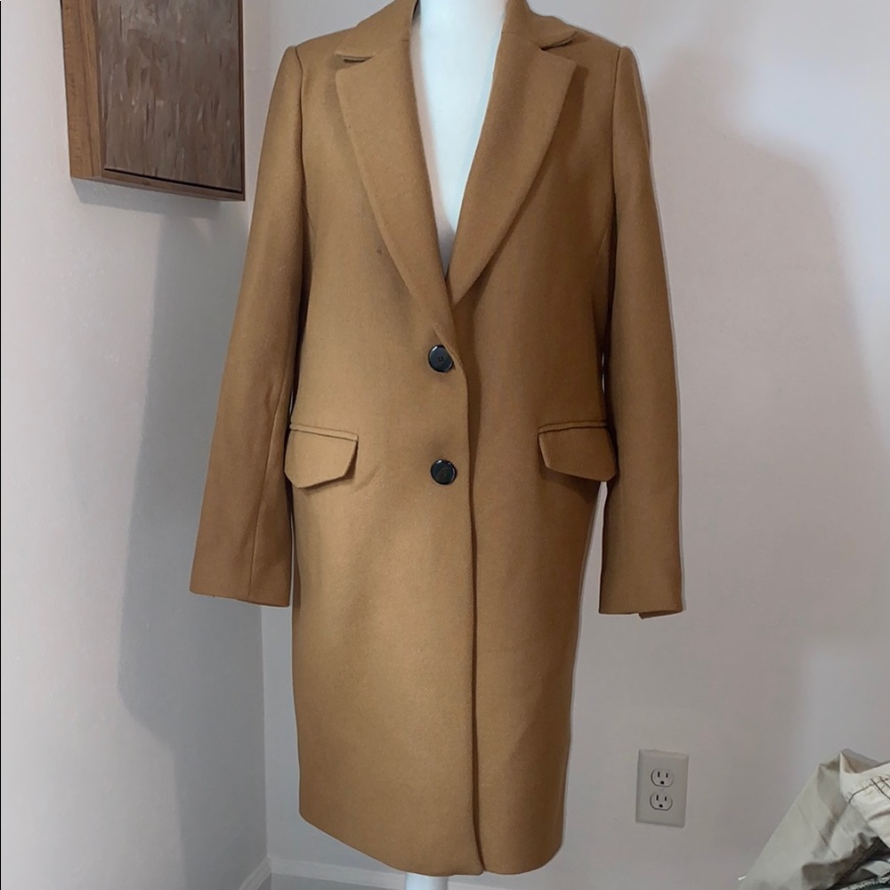 Classic Camel Wool-Blend Long Coat - Women's Jacket & Coat